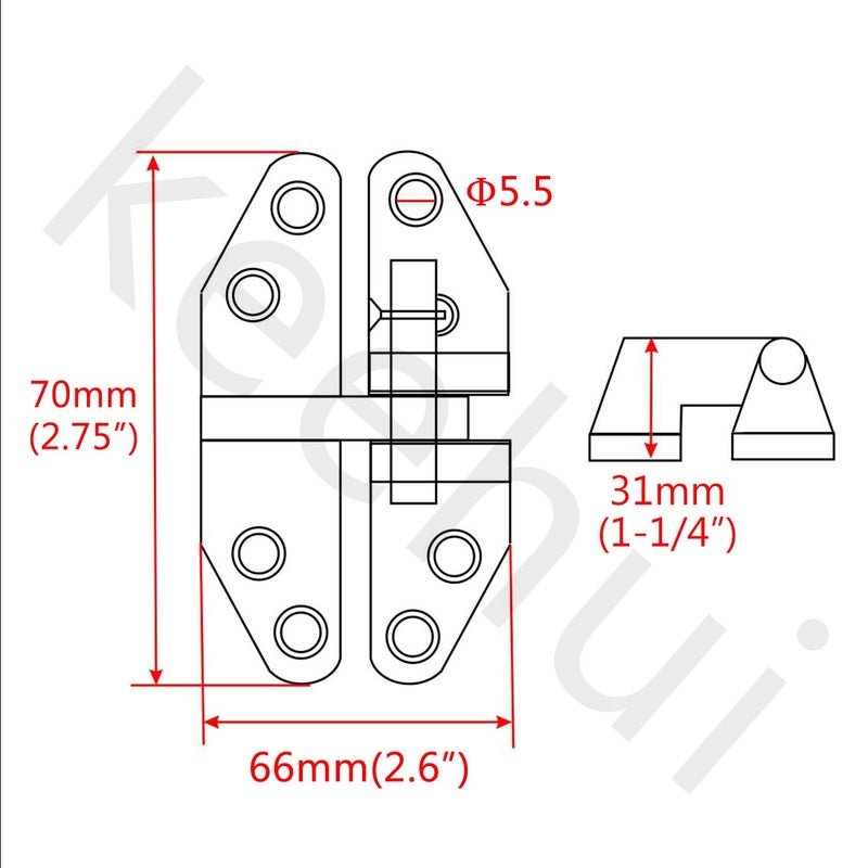 keehui Pair of Heavy Duty Marine Grade 316 Stainless Steel Hatch Hinge 2-3/4" x 2-3/4"for Boat, RV - Image 2